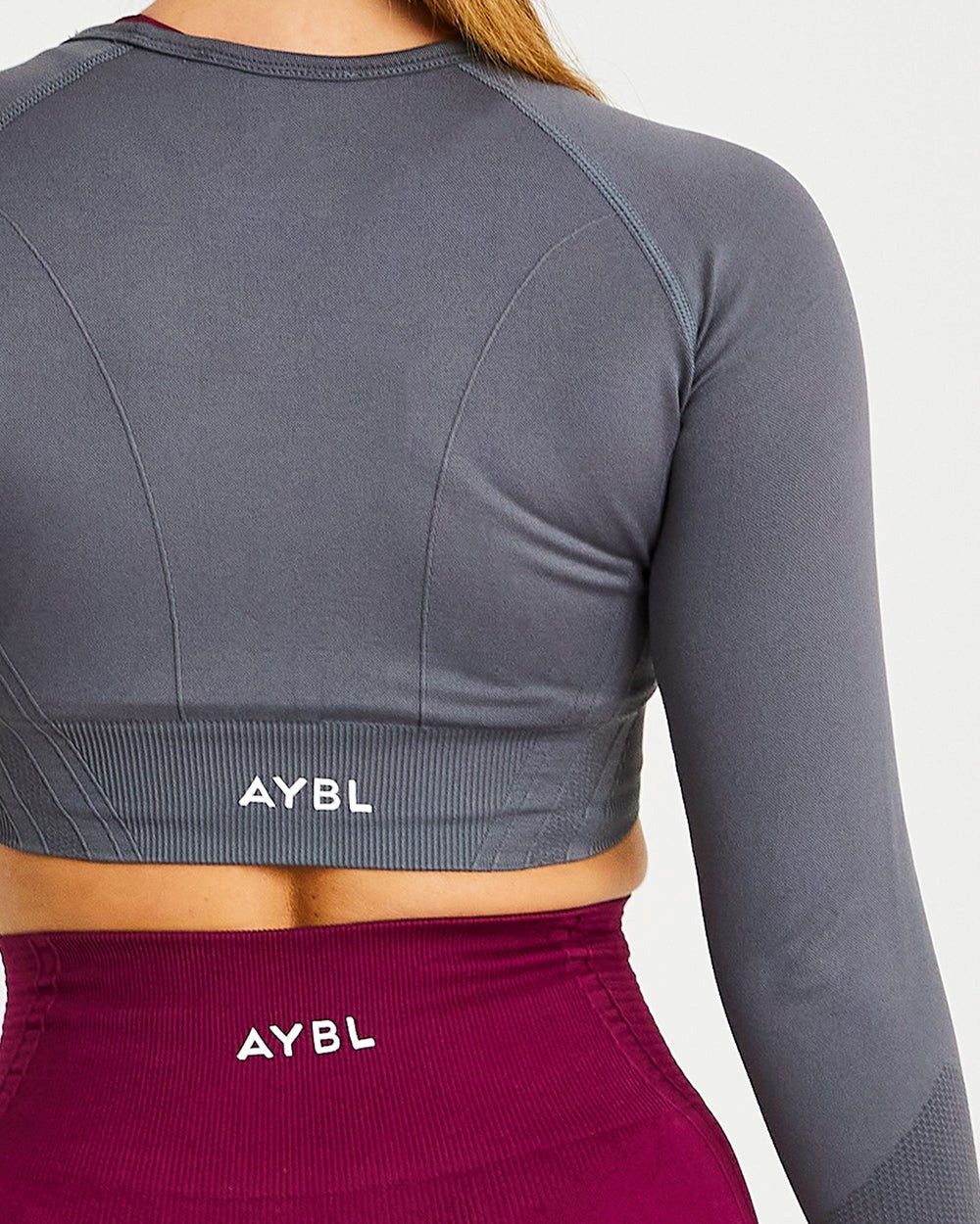 AYBL Balance V2 Seamless Long Sleeve Crop Top Szare | 051438-KHY