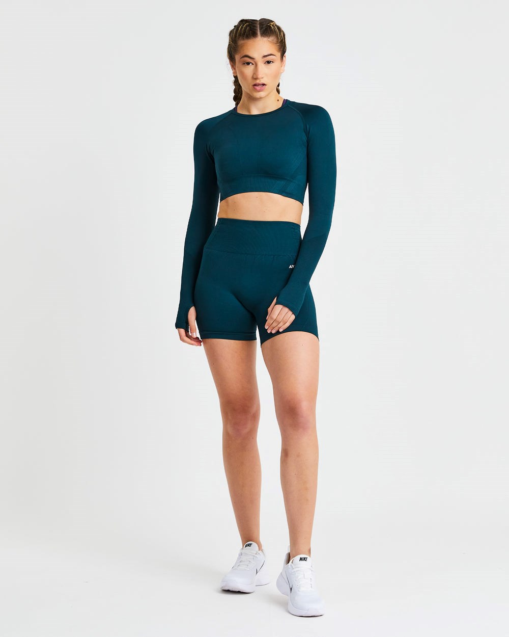 AYBL Balance V2 Seamless Long Sleeve Crop Top Zielone | 104892-JSI