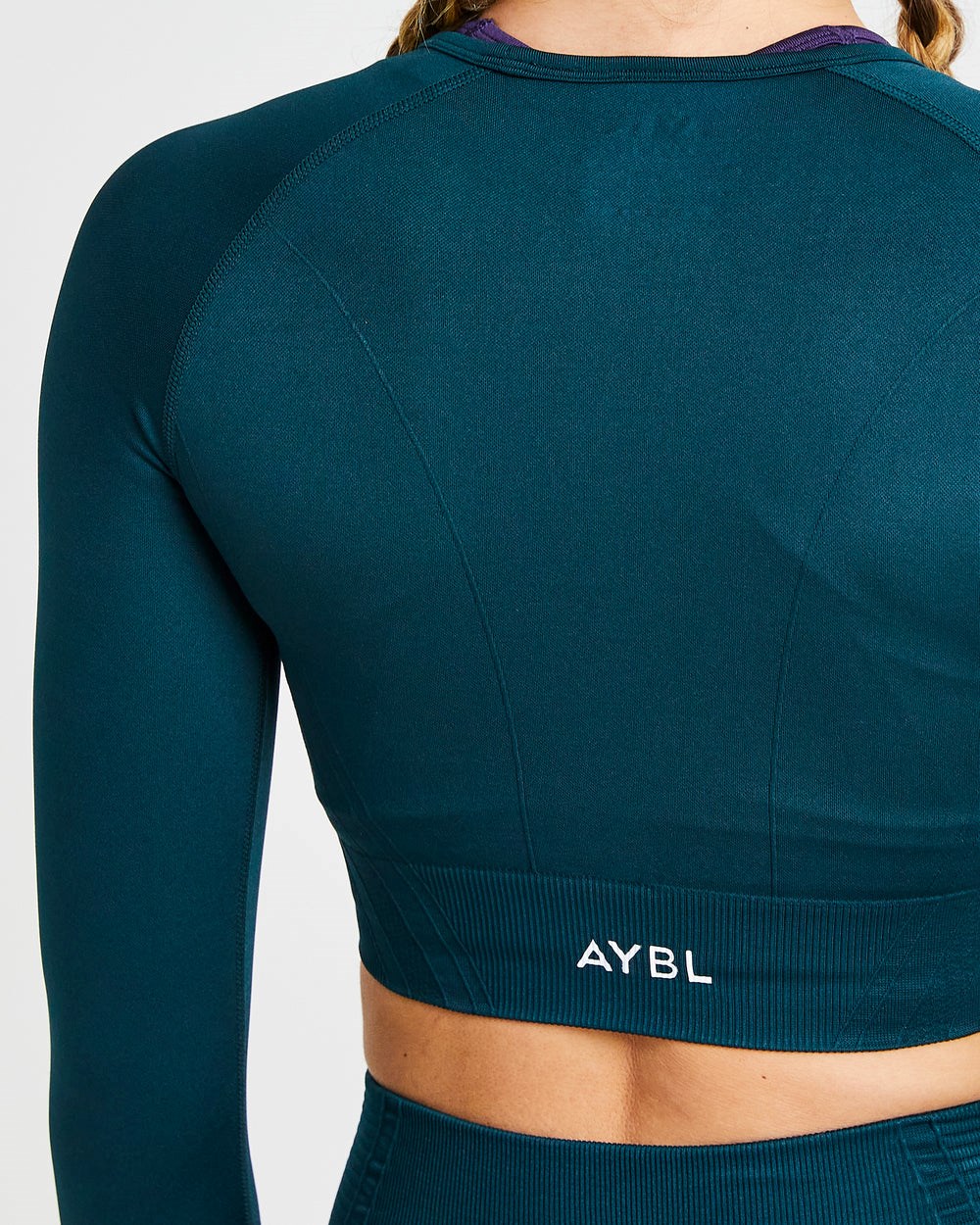 AYBL Balance V2 Seamless Long Sleeve Crop Top Zielone | 104892-JSI