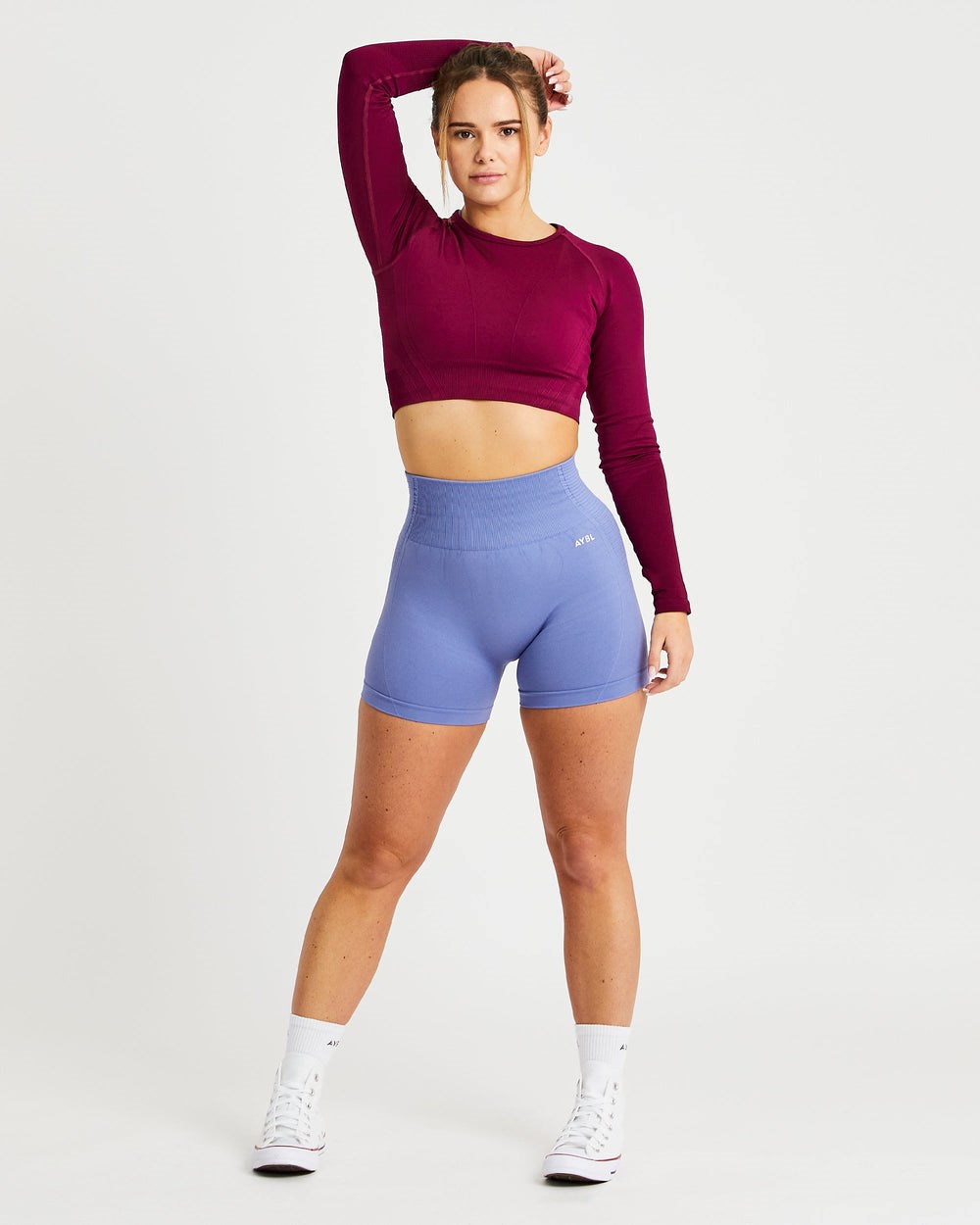 AYBL Balance V2 Seamless Long Sleeve Crop Top Fioletowe | 125907-SCB