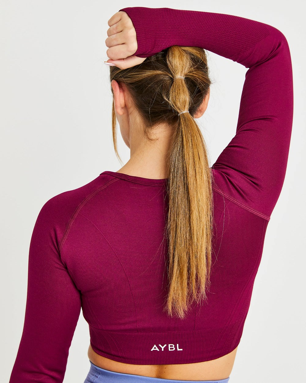 AYBL Balance V2 Seamless Long Sleeve Crop Top Fioletowe | 125907-SCB