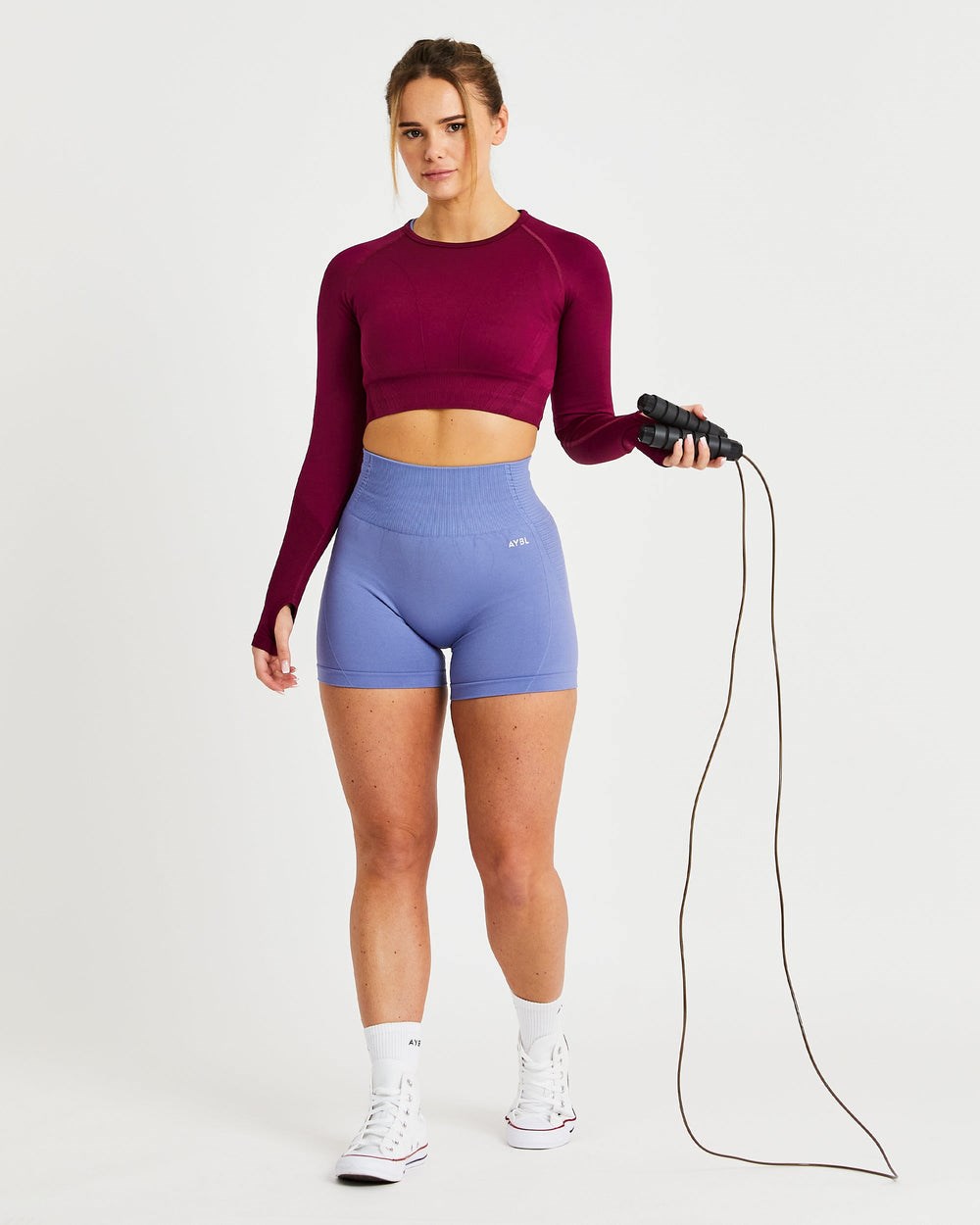 AYBL Balance V2 Seamless Long Sleeve Crop Top Fioletowe | 125907-SCB