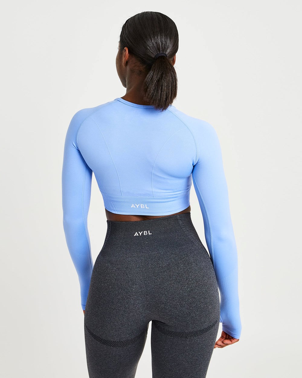 AYBL Balance V2 Seamless Long Sleeve Crop Top Niebieskie | 259384-HBG