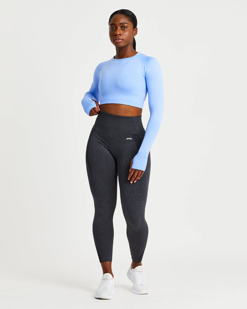 AYBL Balance V2 Seamless Long Sleeve Crop Top Niebieskie | 259384-HBG