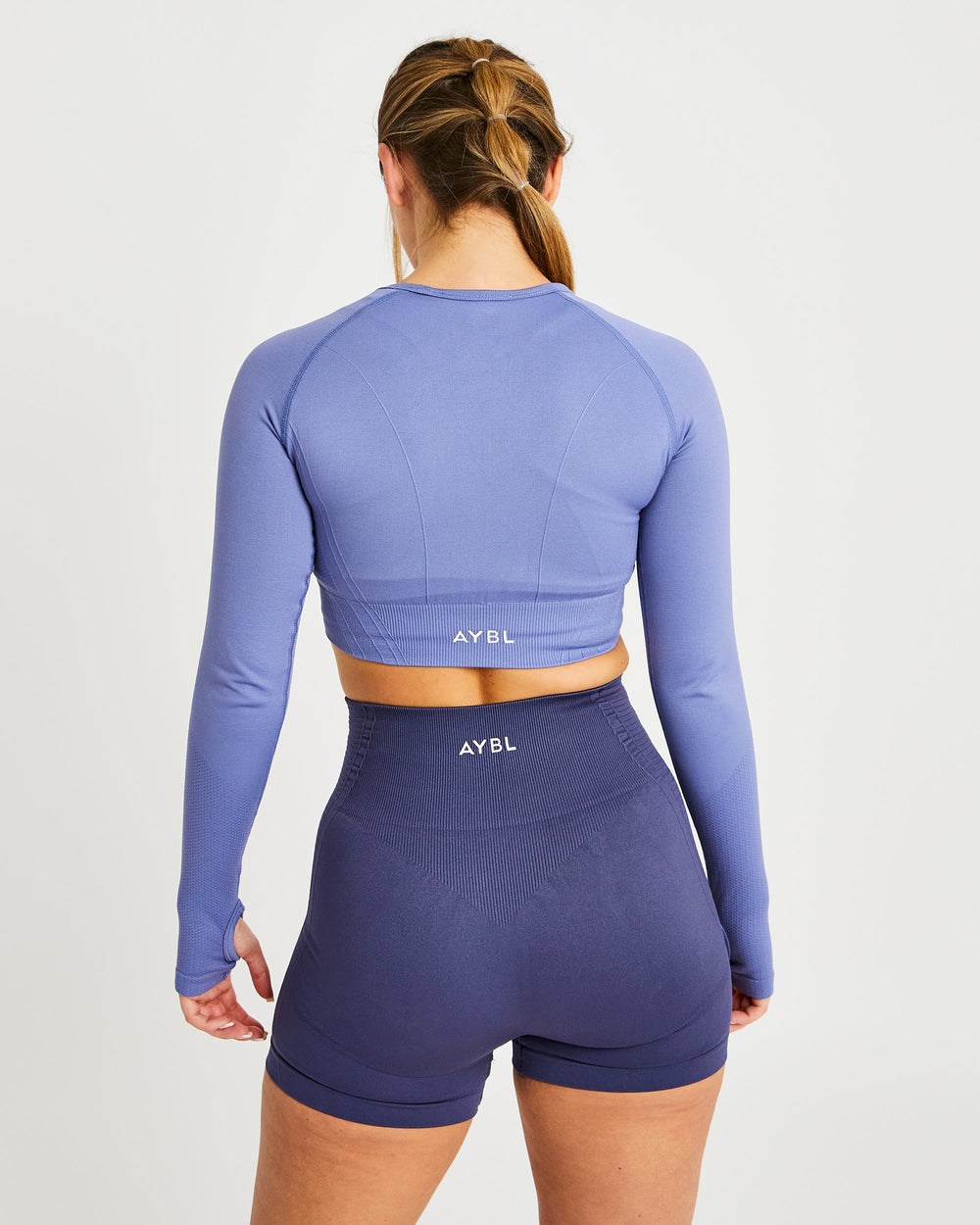 AYBL Balance V2 Seamless Long Sleeve Crop Top Niebieskie | 279563-EXB