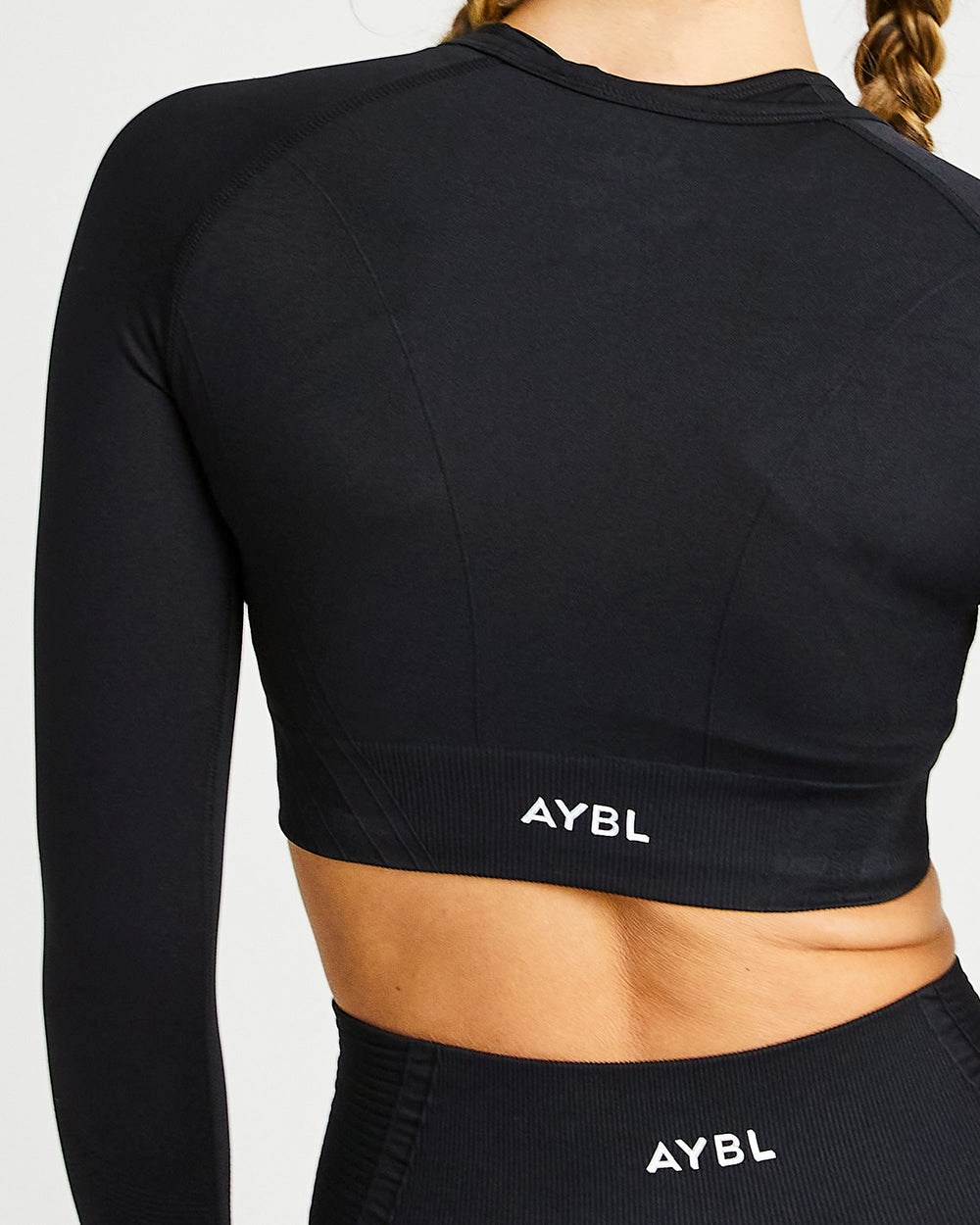 AYBL Balance V2 Seamless Long Sleeve Crop Top Czarne | 281564-GUE