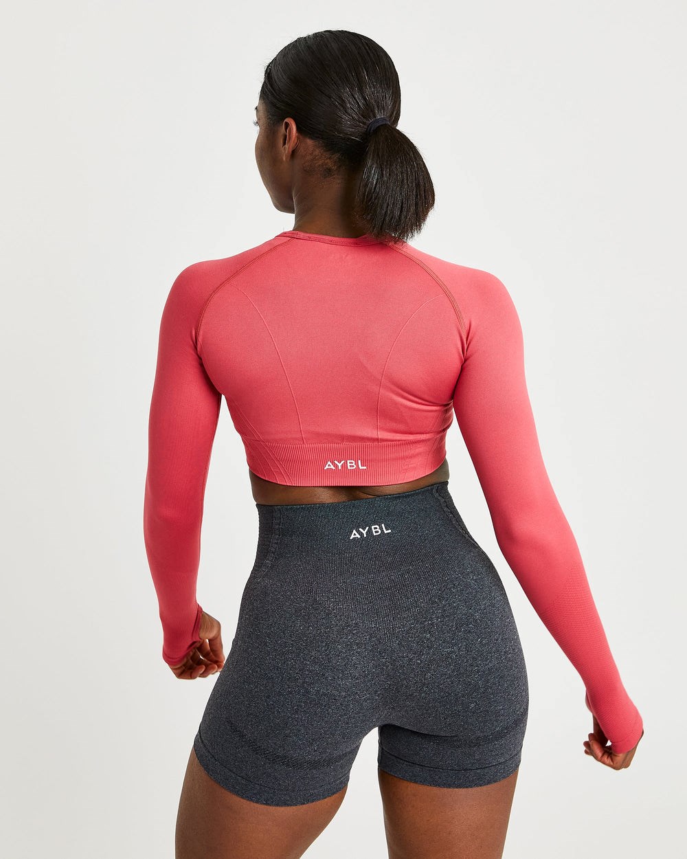 AYBL Balance V2 Seamless Long Sleeve Crop Top Różowe | 294756-AIS