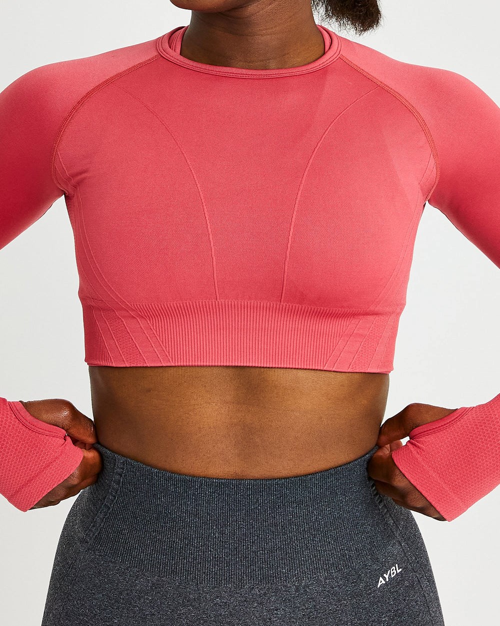 AYBL Balance V2 Seamless Long Sleeve Crop Top Różowe | 294756-AIS