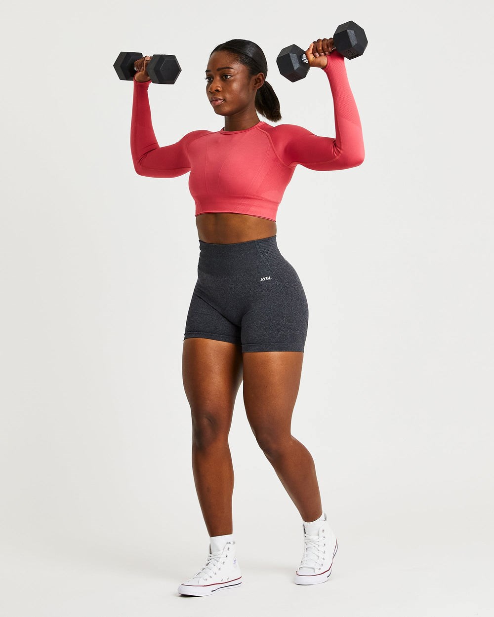 AYBL Balance V2 Seamless Long Sleeve Crop Top Różowe | 294756-AIS