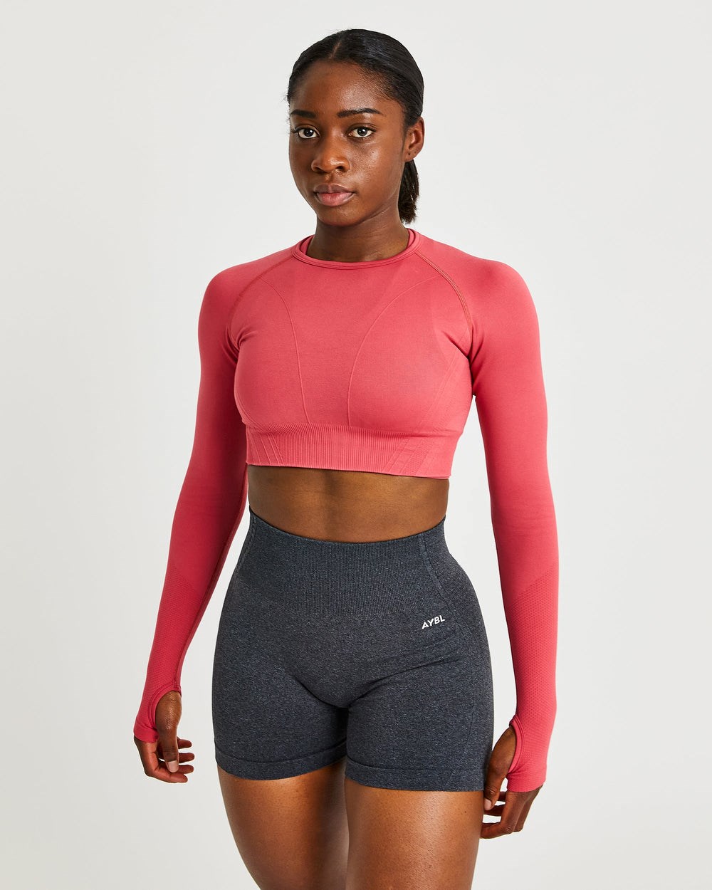 AYBL Balance V2 Seamless Long Sleeve Crop Top Różowe | 294756-AIS