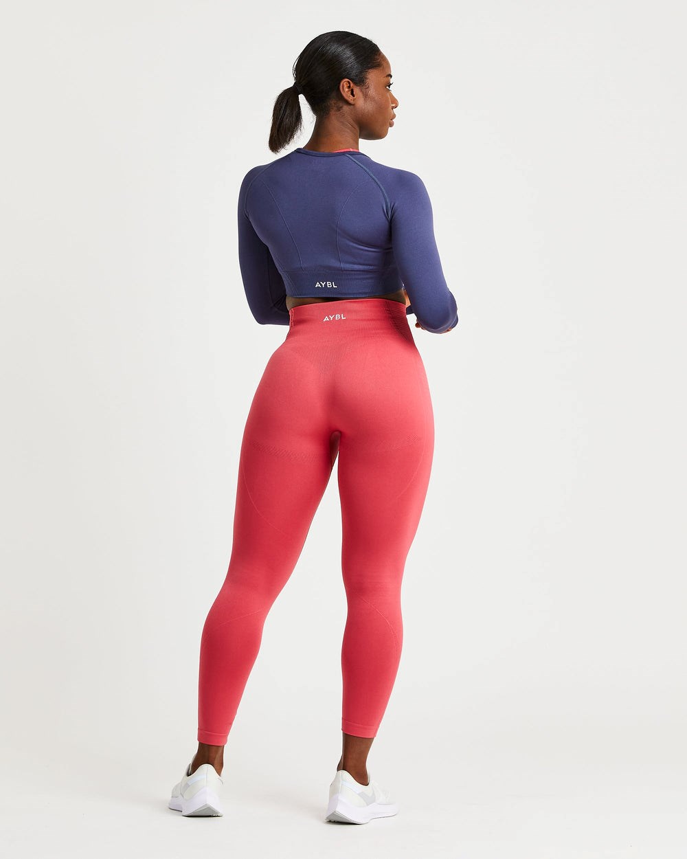 AYBL Balance V2 Seamless Long Sleeve Crop Top Granatowe Niebieskie | 456028-PKJ