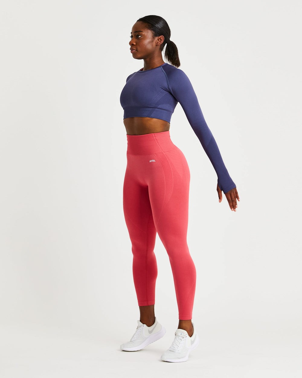 AYBL Balance V2 Seamless Long Sleeve Crop Top Granatowe Niebieskie | 456028-PKJ