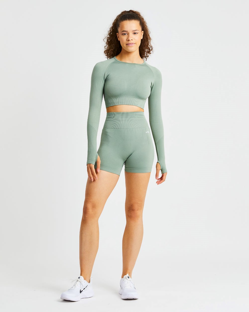 AYBL Balance V2 Seamless Long Sleeve Crop Top Oliwkowe Zielone | 463021-XCG