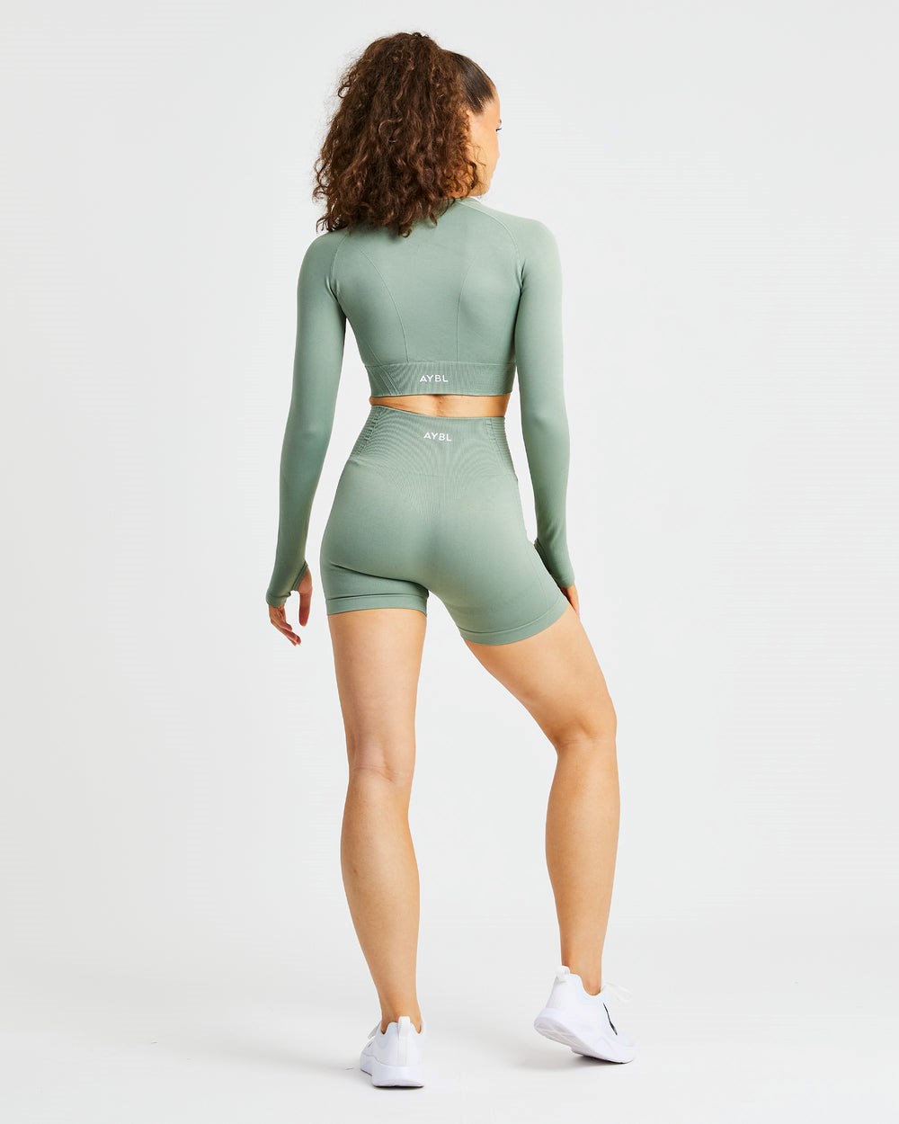 AYBL Balance V2 Seamless Long Sleeve Crop Top Oliwkowe Zielone | 463021-XCG