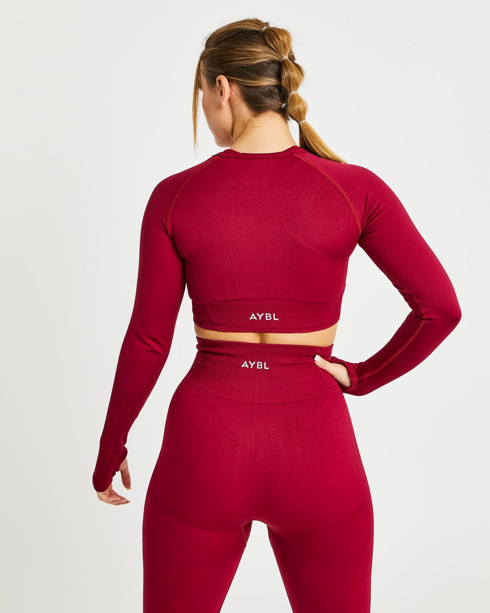 AYBL Balance V2 Seamless Long Sleeve Crop Top Czerwone | 469270-TFU