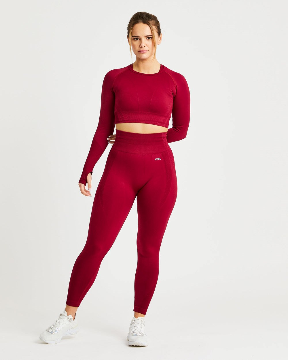 AYBL Balance V2 Seamless Long Sleeve Crop Top Czerwone | 469270-TFU