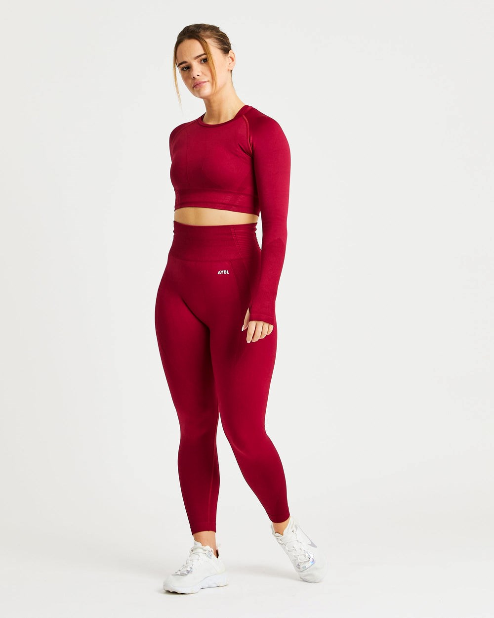 AYBL Balance V2 Seamless Long Sleeve Crop Top Czerwone | 469270-TFU