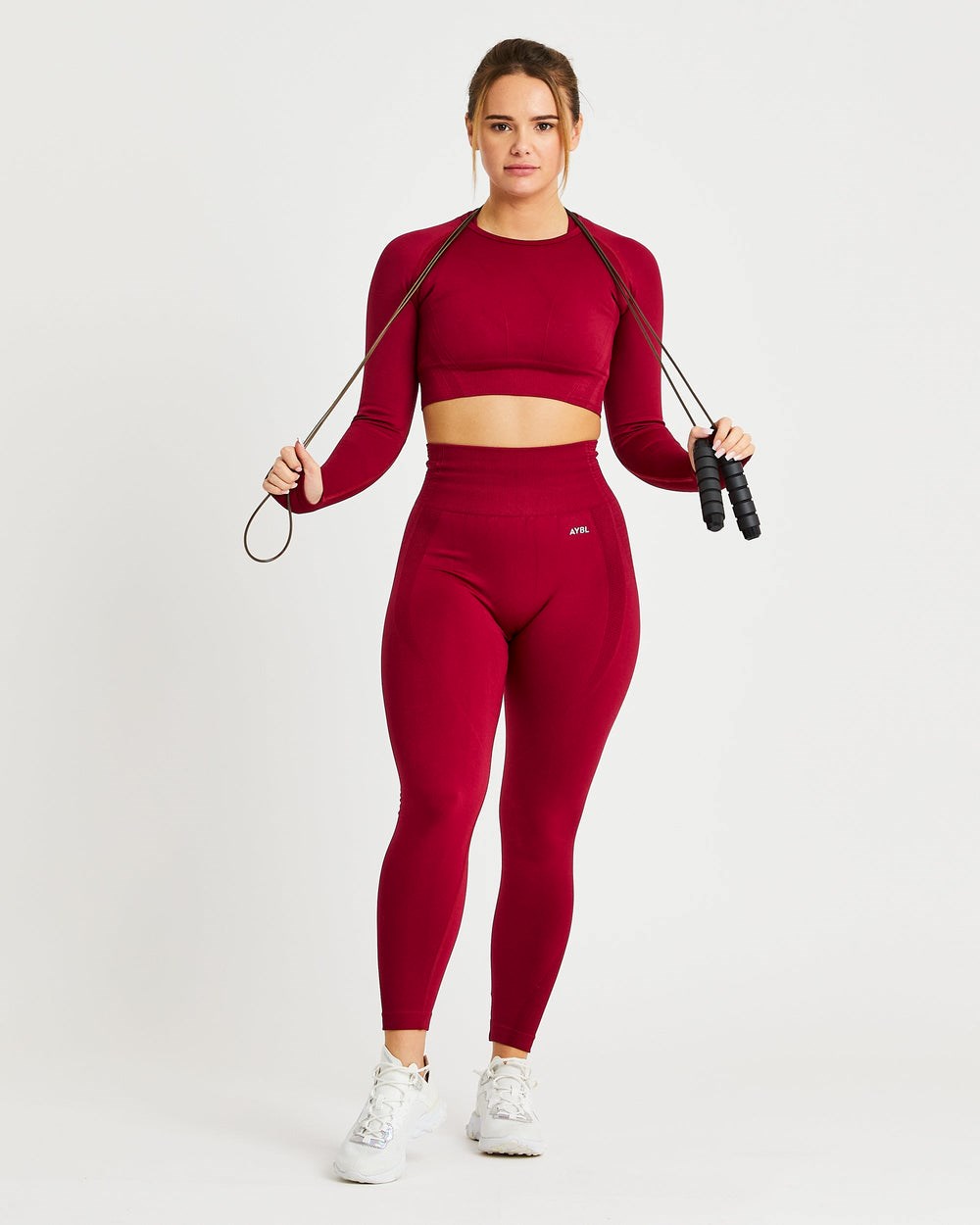 AYBL Balance V2 Seamless Long Sleeve Crop Top Czerwone | 469270-TFU