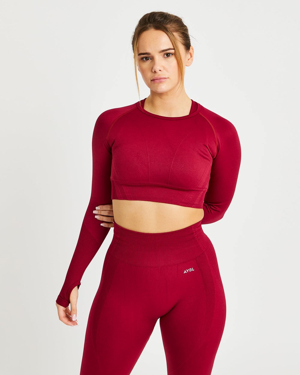 AYBL Balance V2 Seamless Long Sleeve Crop Top Czerwone | 469270-TFU