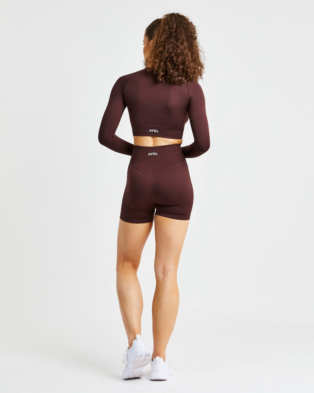 AYBL Balance V2 Seamless Long Sleeve Crop Top Czekolada Brązowe | 517293-PDZ