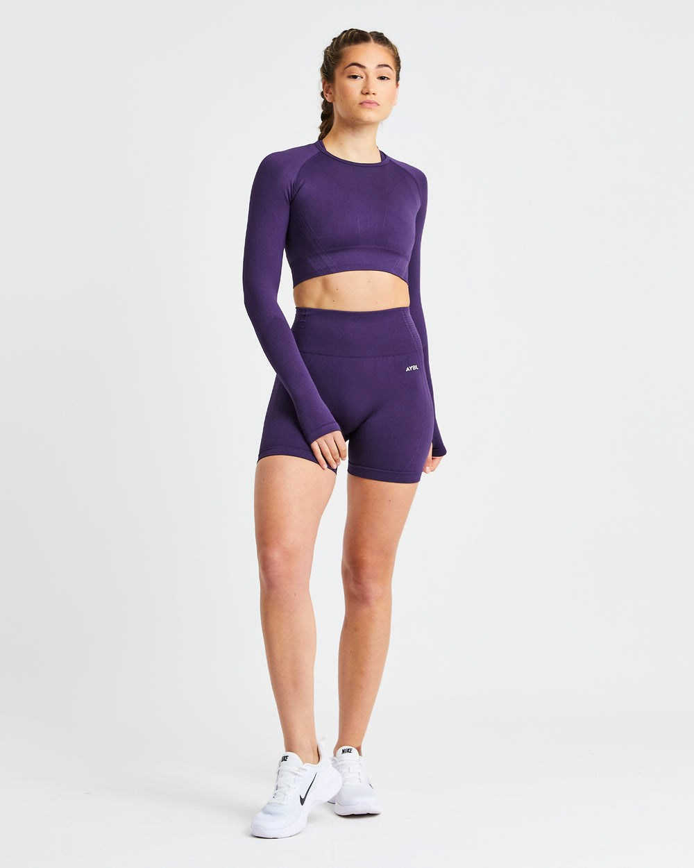 AYBL Balance V2 Seamless Long Sleeve Crop Top Fioletowe | 527968-WUI