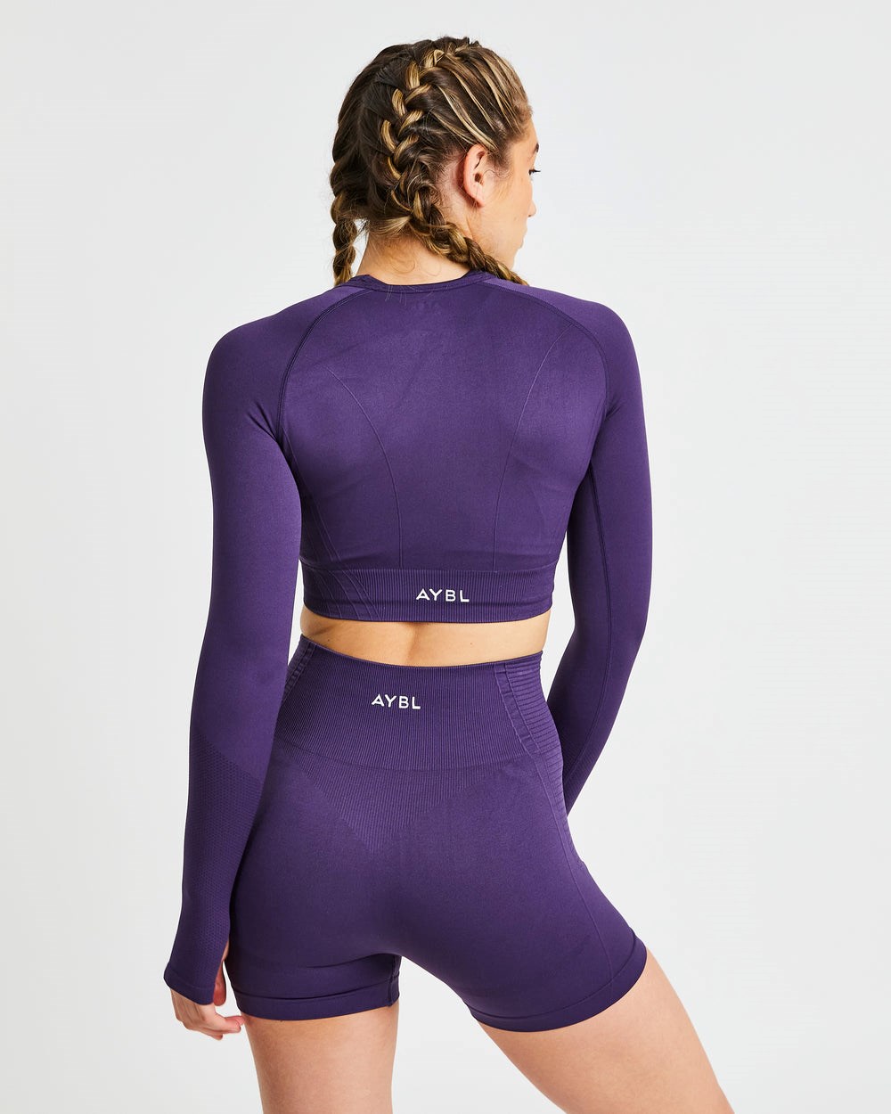 AYBL Balance V2 Seamless Long Sleeve Crop Top Fioletowe | 685417-CBN