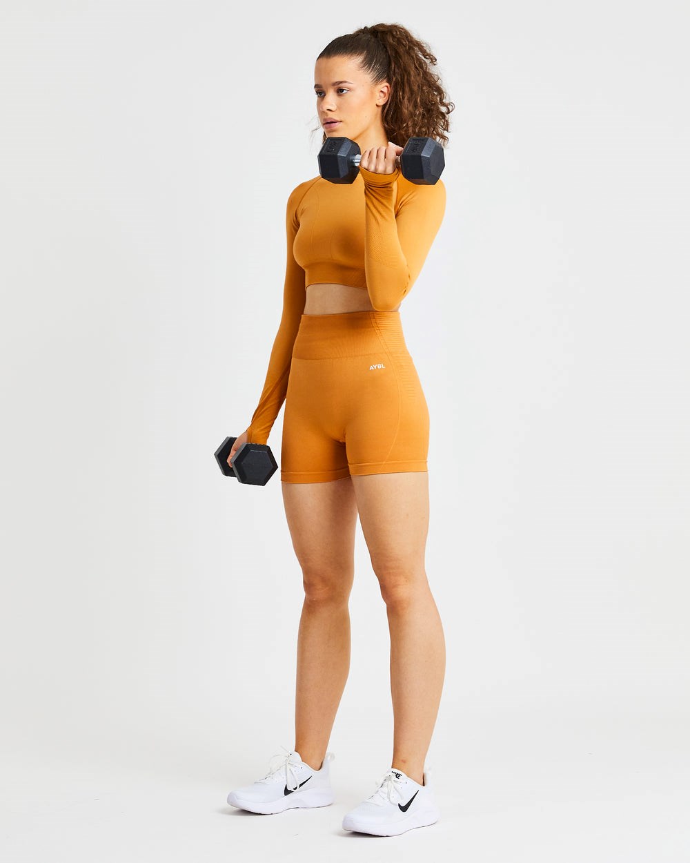 AYBL Balance V2 Seamless Long Sleeve Crop Top Pomarańczowe | 742610-FXT