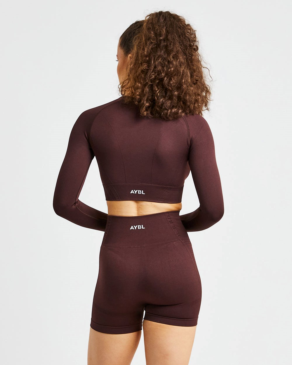 AYBL Balance V2 Seamless Long Sleeve Crop Top Czekolada Brązowe | 914572-LHZ