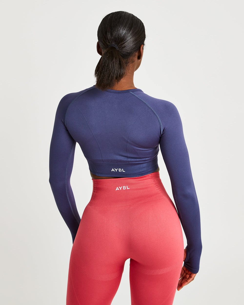 AYBL Balance V2 Seamless Long Sleeve Crop Top Granatowe Niebieskie | 916057-UKO