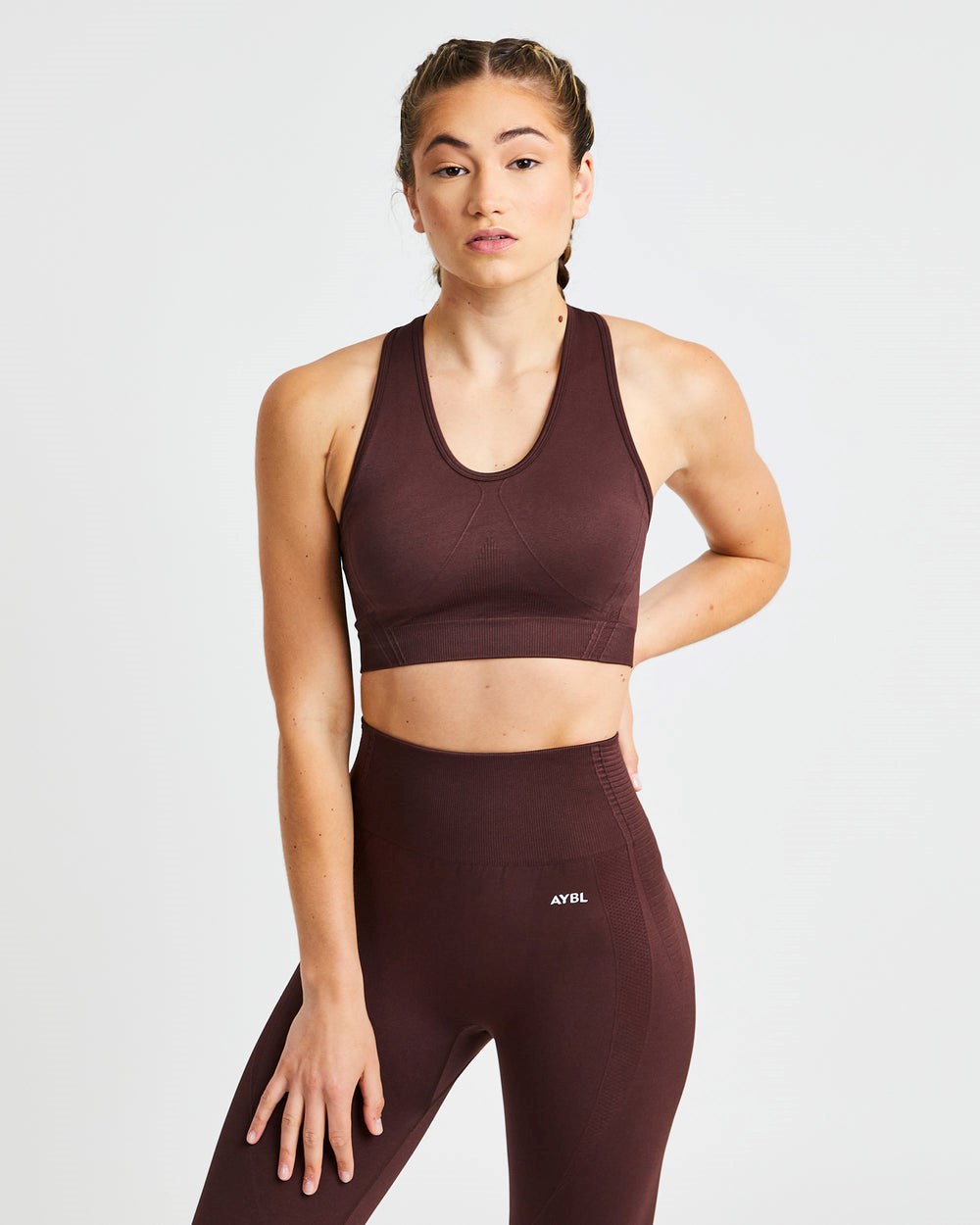 AYBL Balance V2 Seamless Sports Bra Czekolada Brązowe | 490351-LPG