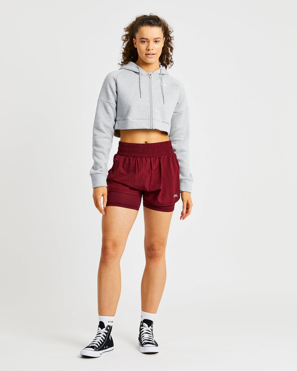 AYBL Beyond Crop Zip Hoodie Szare | 651237-LPB