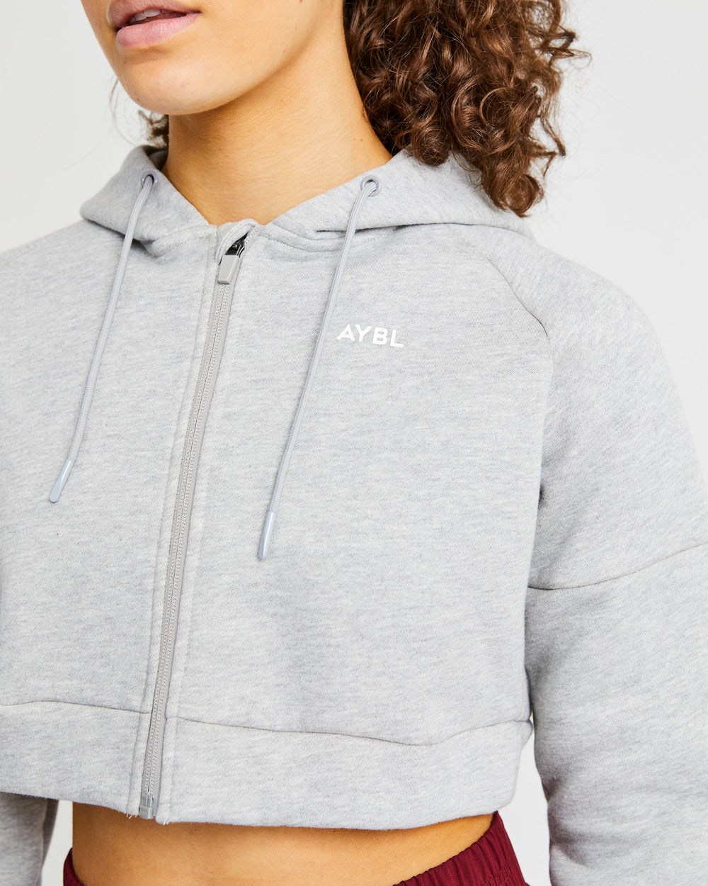 AYBL Beyond Crop Zip Hoodie Szare | 651237-LPB