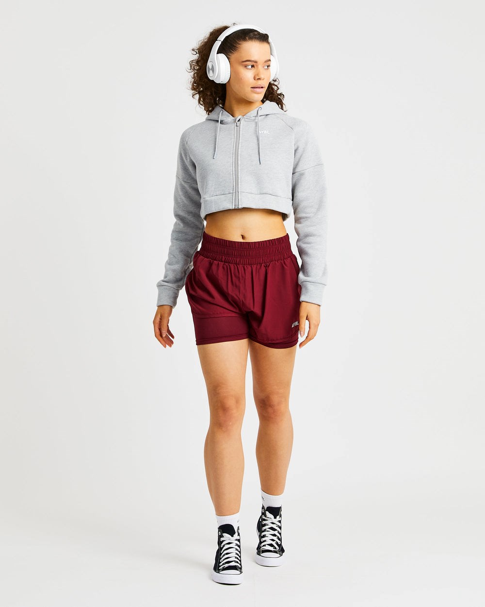 AYBL Beyond Crop Zip Hoodie Szare | 651237-LPB