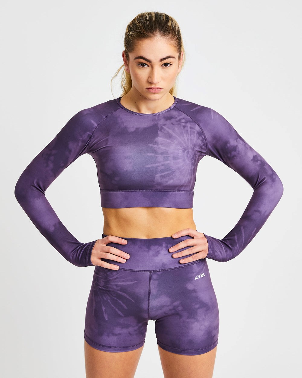 AYBL Core Long Sleeve Crop Top Fioletowe | 650978-QWU