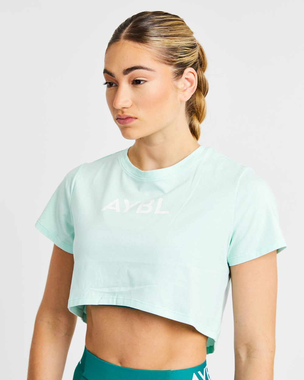 AYBL Crop T Shirt Mięta Zielone | 486795-YLI