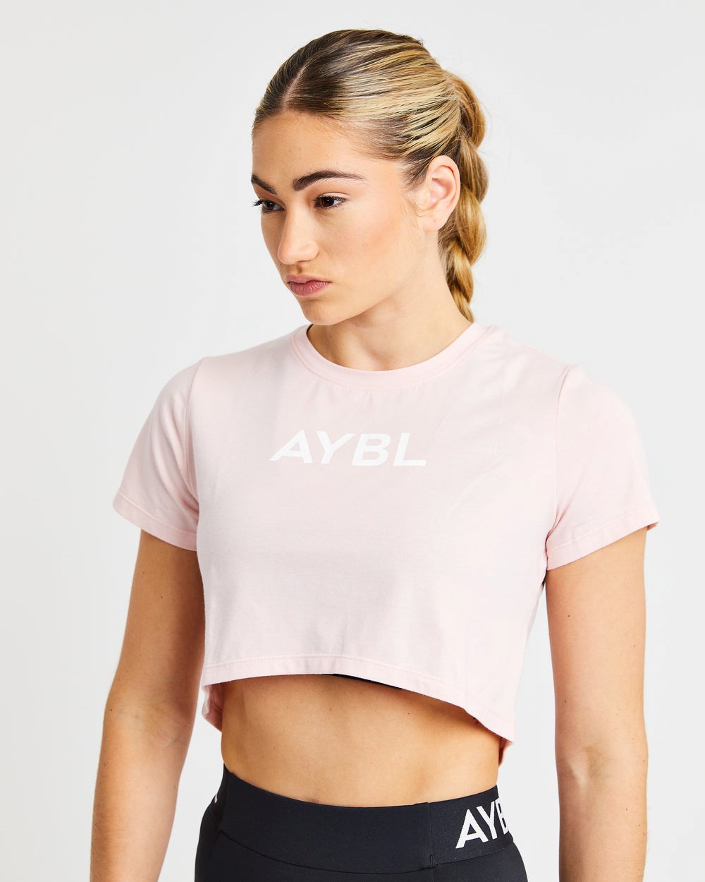 AYBL Crop T Shirt Różowe | 491560-ZRU