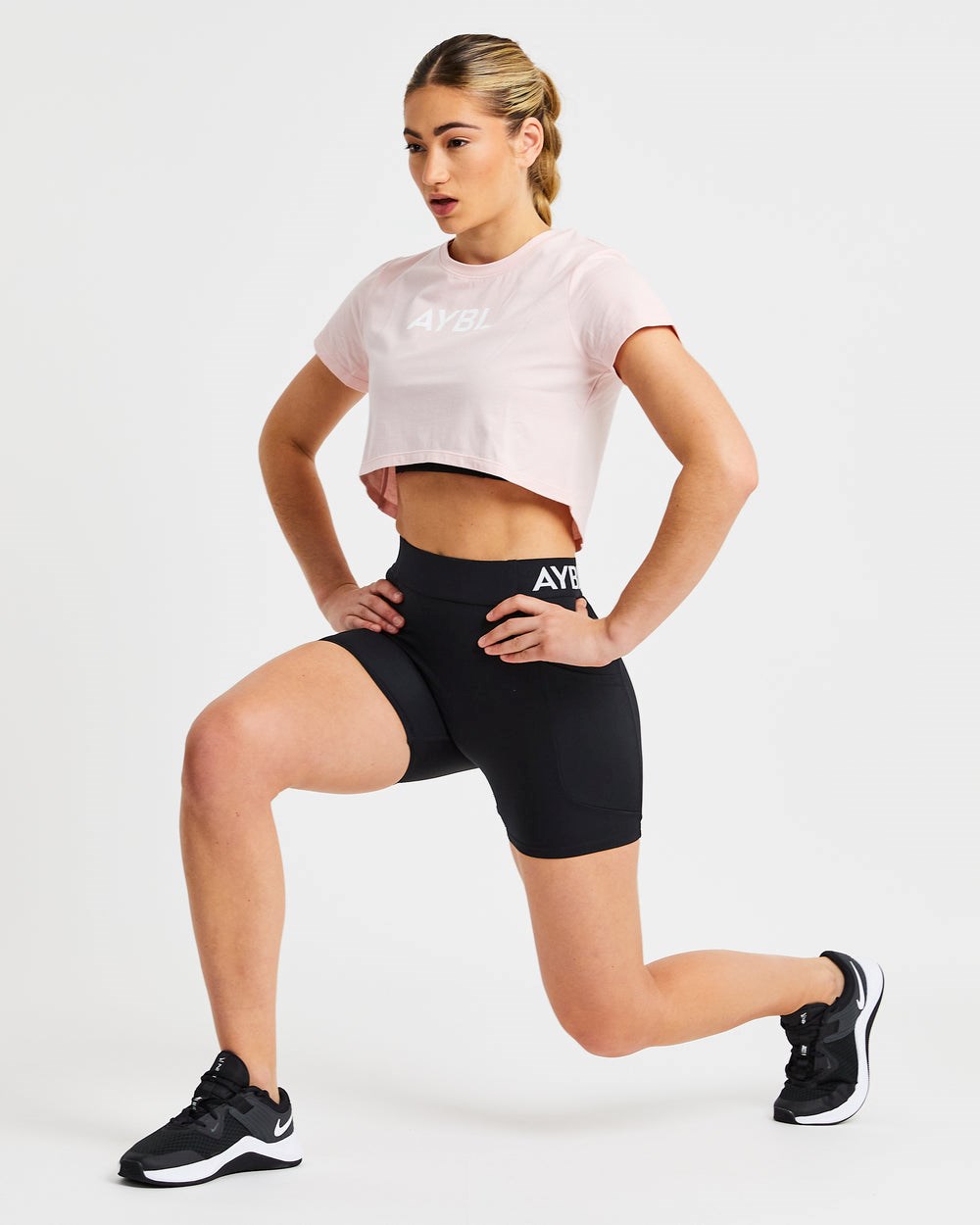 AYBL Crop T Shirt Różowe | 491560-ZRU