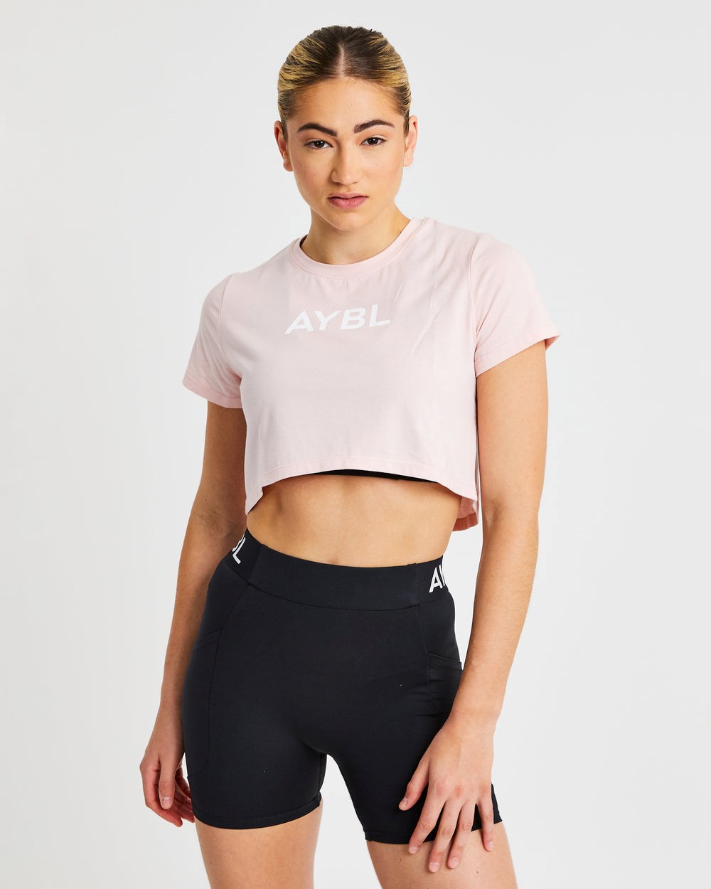 AYBL Crop T Shirt Różowe | 491560-ZRU