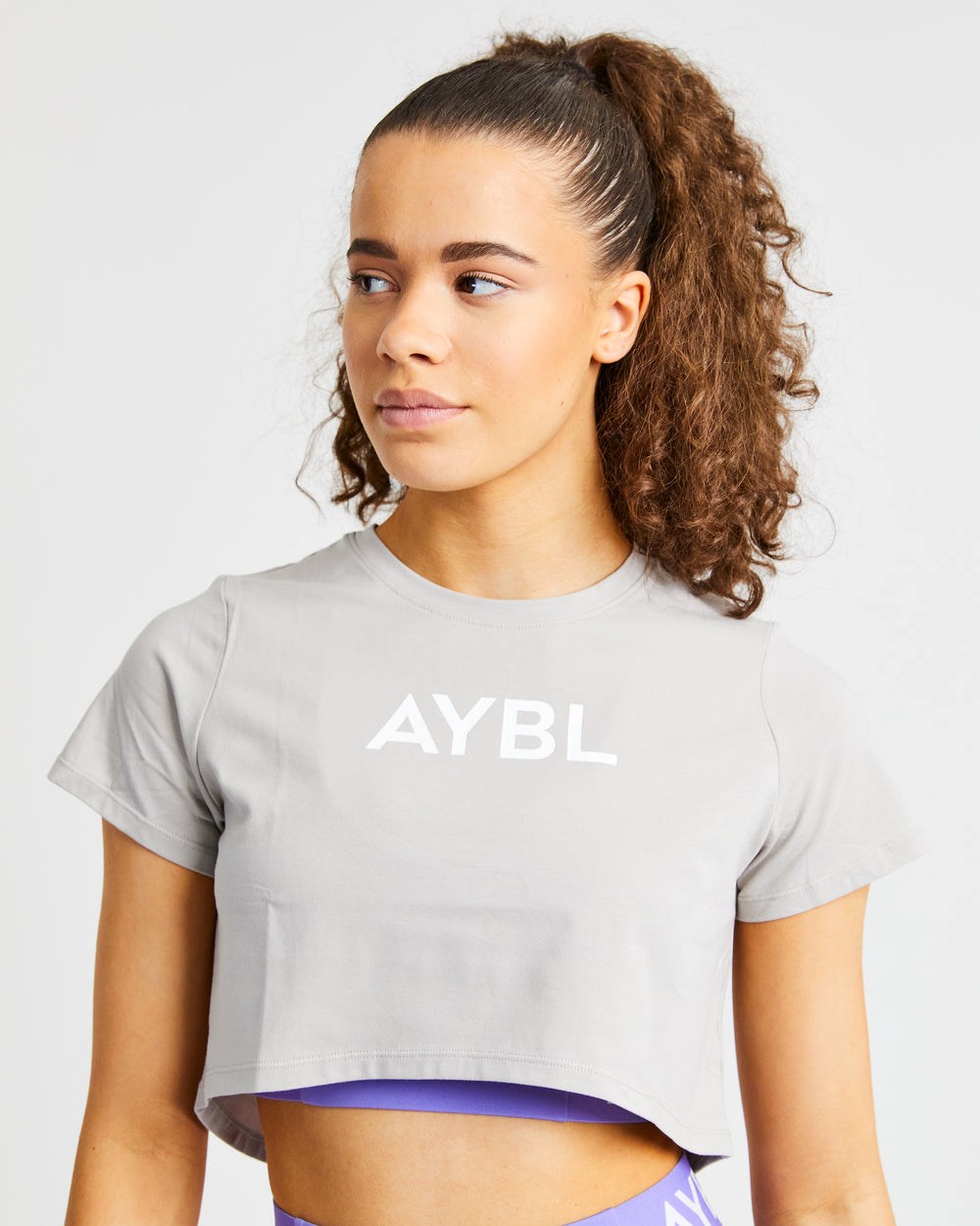 AYBL Crop T Shirt Szare | 935741-OJC