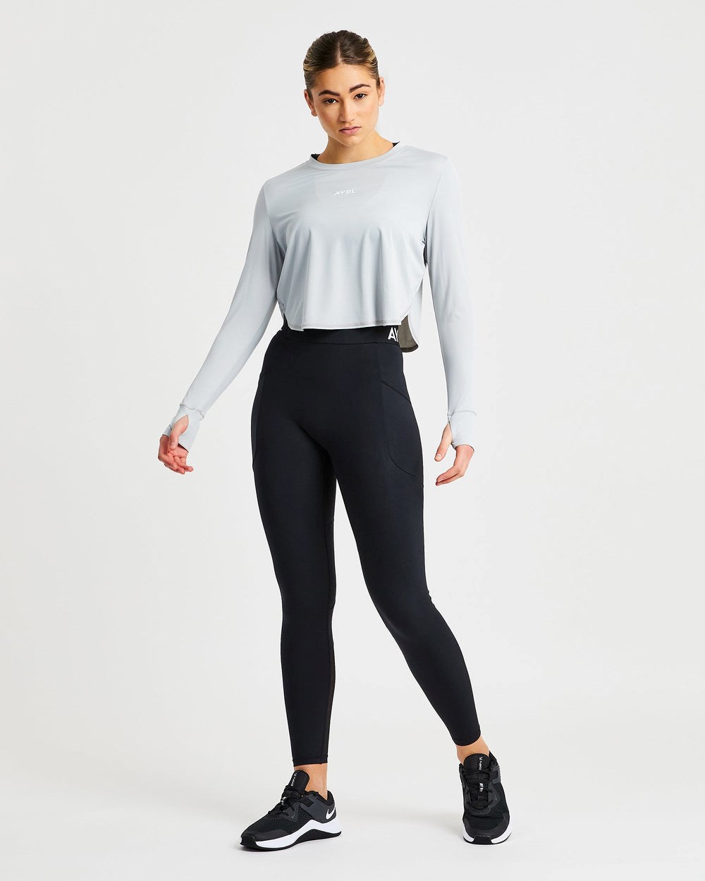 AYBL Define Long Sleeve Crop T Szare | 250714-KSY