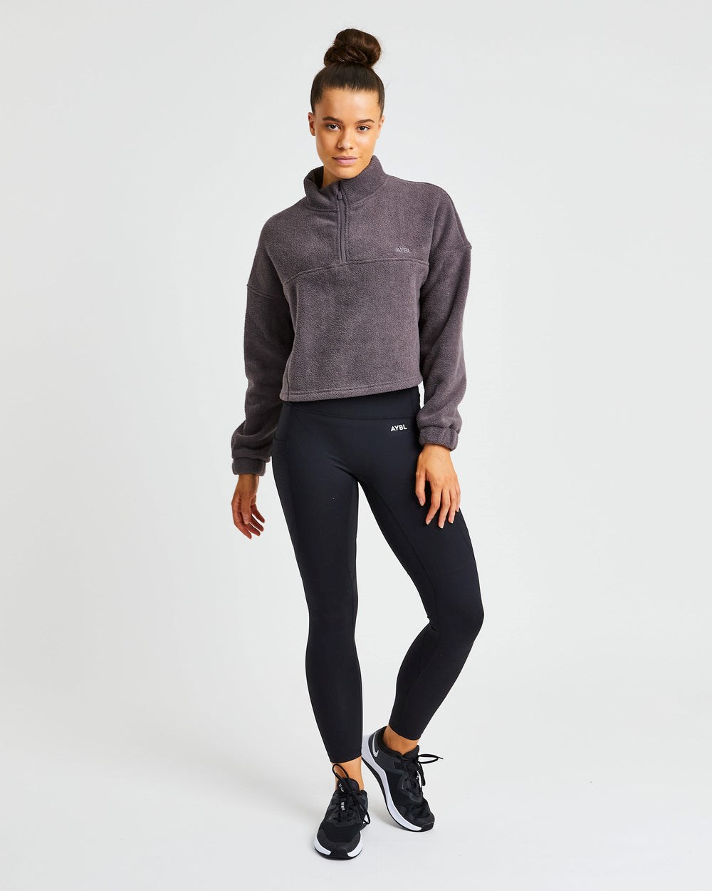 AYBL Effortless Oversized Cropped Fleece Charcoal | 876034-YRI