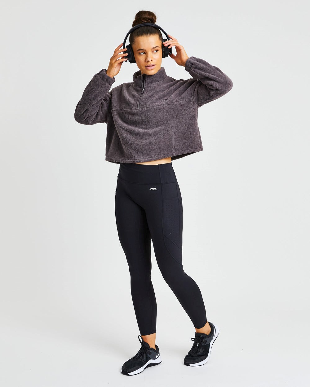 AYBL Effortless Oversized Cropped Fleece Charcoal | 876034-YRI