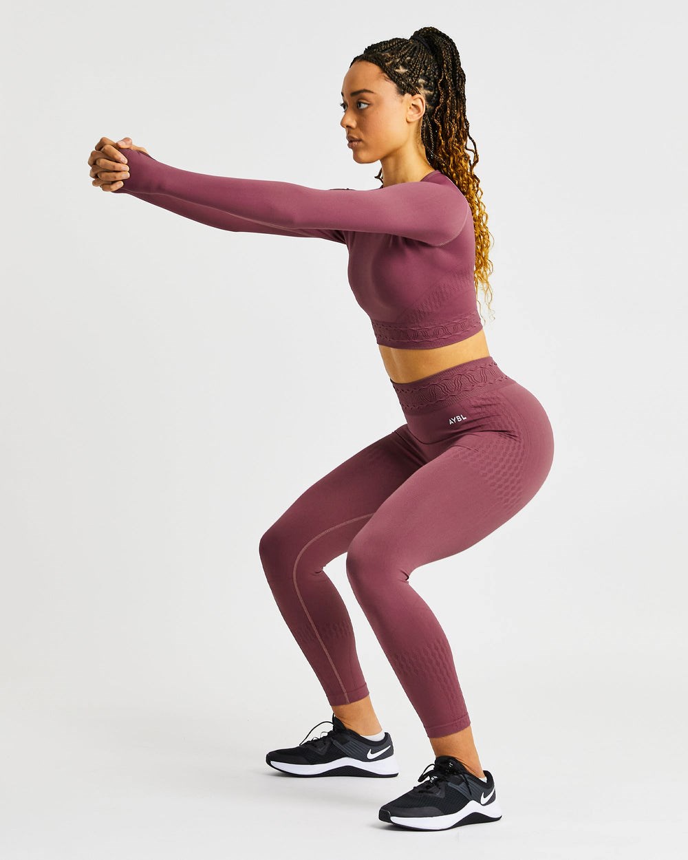 AYBL Elevate Seamless Long Sleeve Crop Top Różowe | 139762-GEF