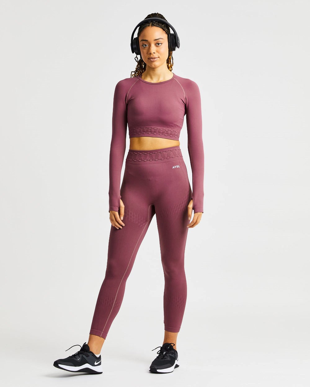 AYBL Elevate Seamless Long Sleeve Crop Top Różowe | 139762-GEF