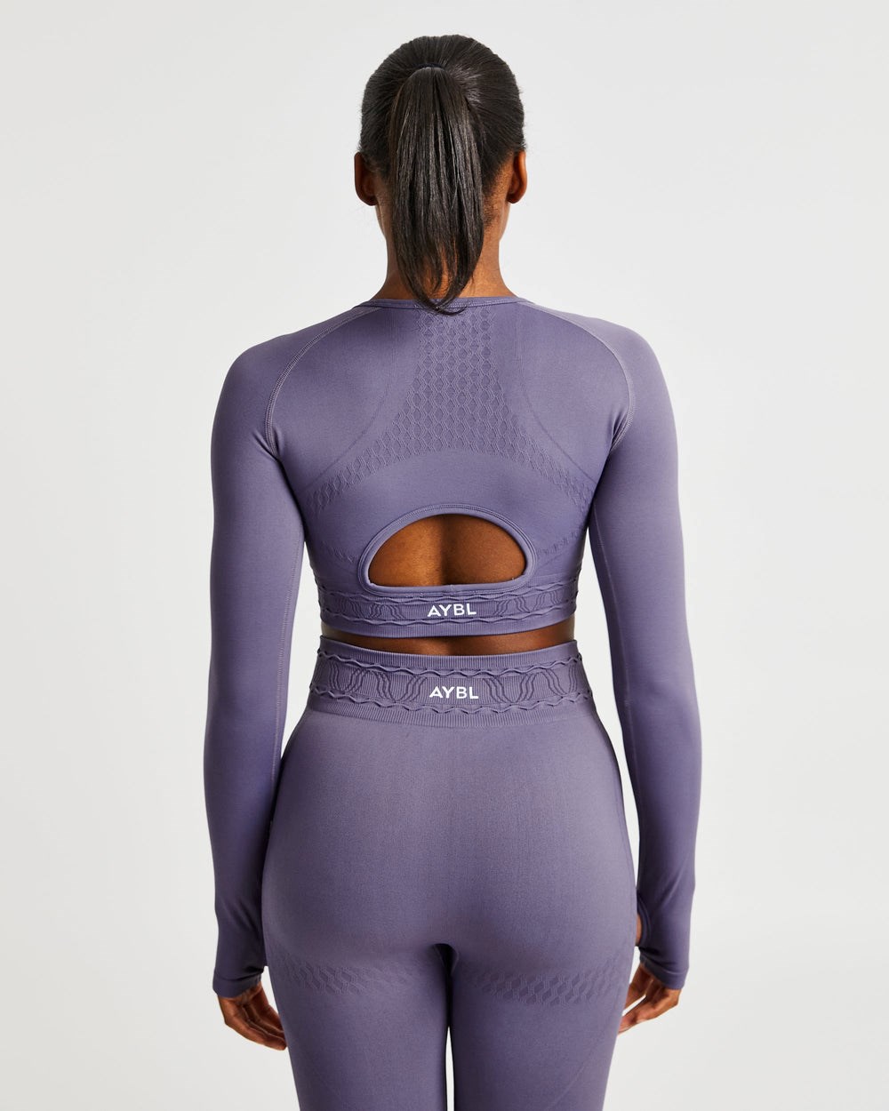 AYBL Elevate Seamless Long Sleeve Crop Top Fioletowe | 234908-BQW