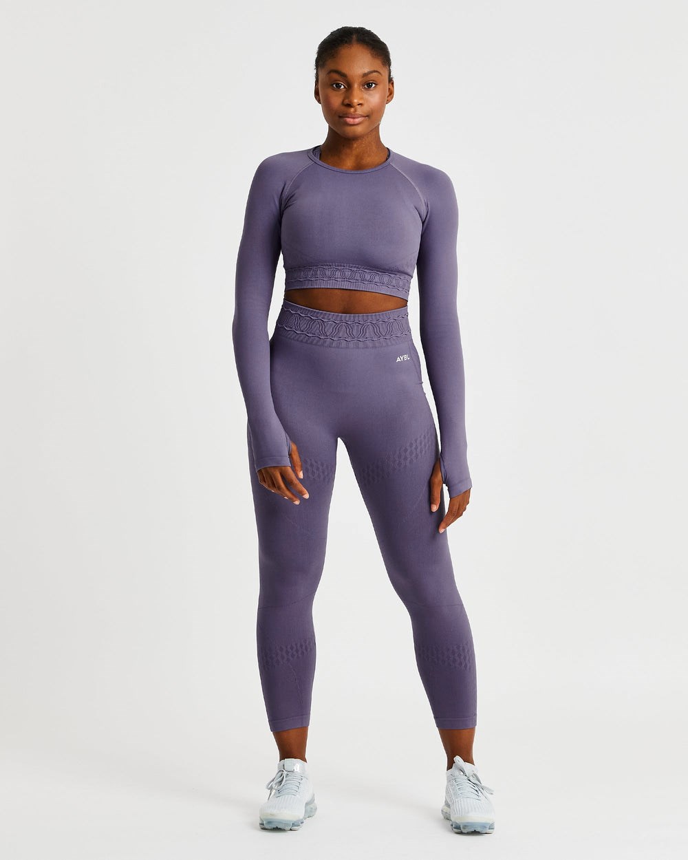 AYBL Elevate Seamless Long Sleeve Crop Top Fioletowe | 234908-BQW