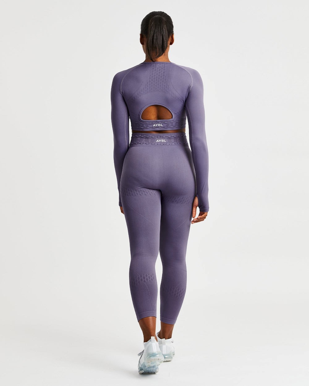 AYBL Elevate Seamless Long Sleeve Crop Top Fioletowe | 234908-BQW