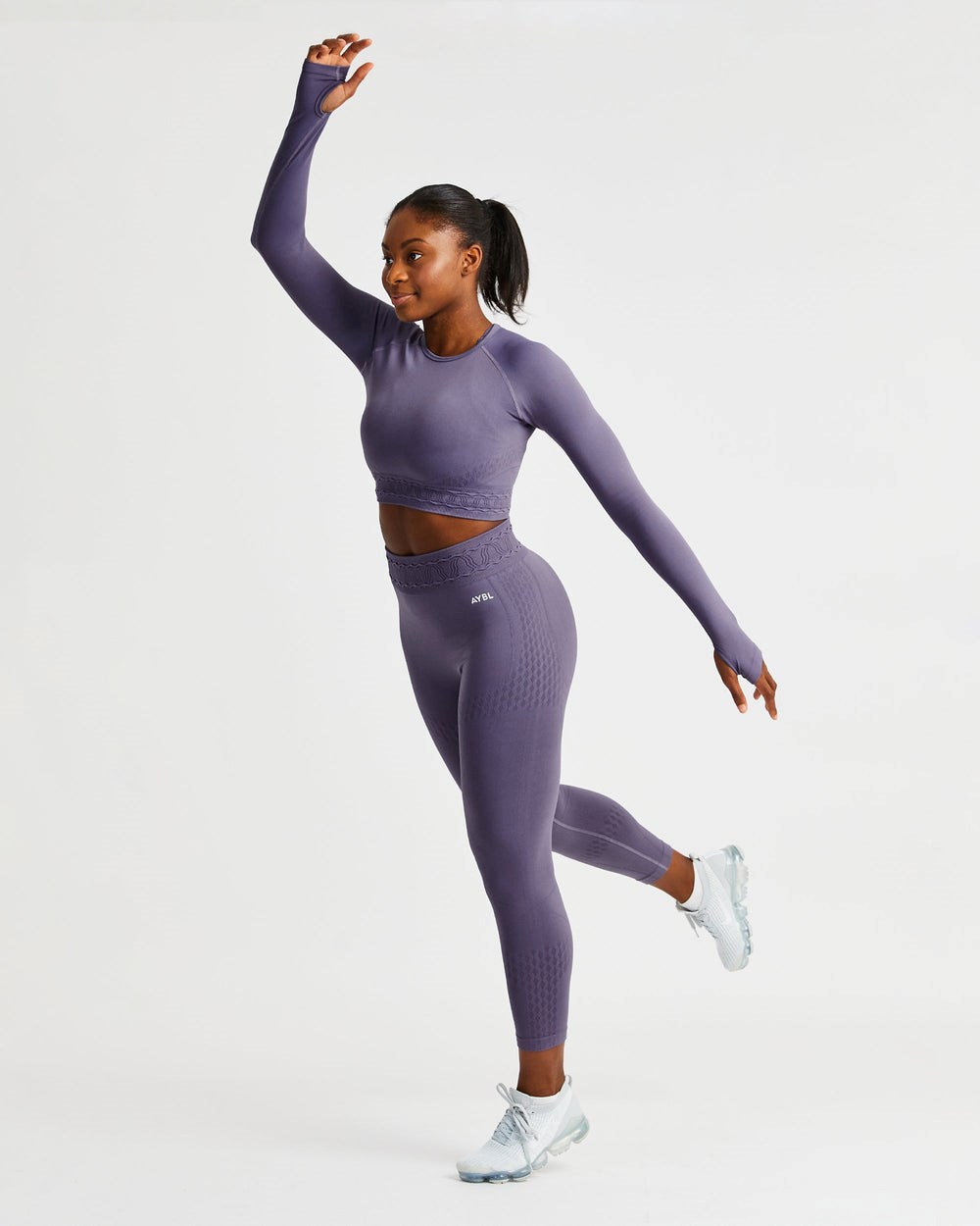 AYBL Elevate Seamless Long Sleeve Crop Top Fioletowe | 234908-BQW