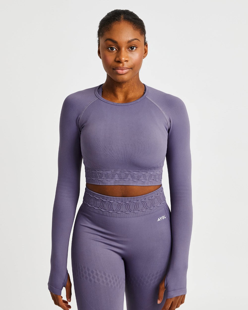 AYBL Elevate Seamless Long Sleeve Crop Top Fioletowe | 234908-BQW