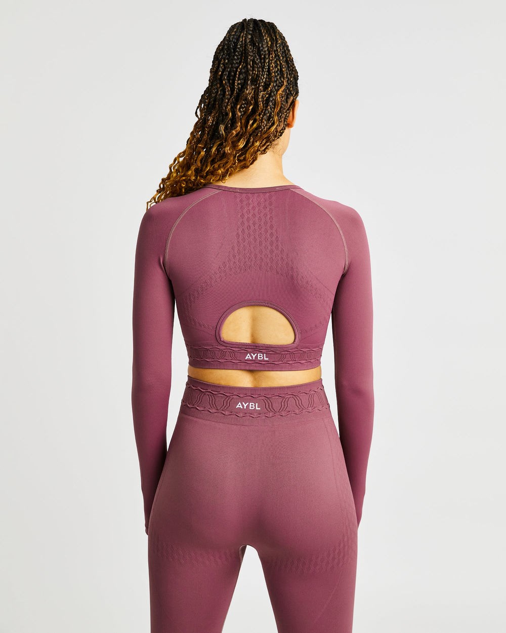 AYBL Elevate Seamless Long Sleeve Crop Top Różowe | 304576-IJG